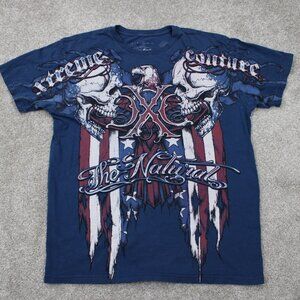Xtreme Couture Randy Couture Shirt Mens XL Blue Double Sided Cotton S/S Pullover